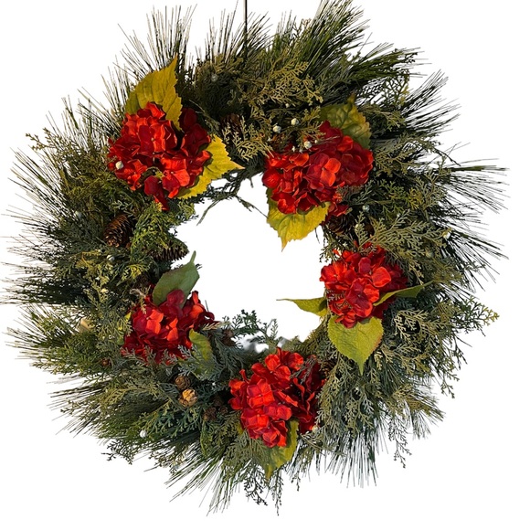 Evergreen Holiday Wreath, Winter Wreath, Measures: 28 inches - Picture 1 of 7
